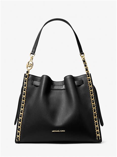 michael kors black chain purse|mina large chain shoulder bag.